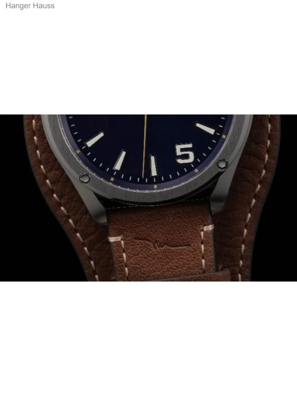 Men's Quartz Watch Stainless Steel Sapphire Crystal Leather Strap